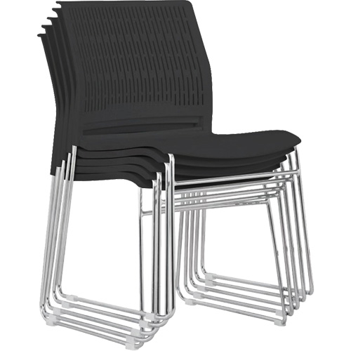 Stacking Chairs, Polypropylene, 32-3/8" High, 250 lbs. Capacity, Black Fastek