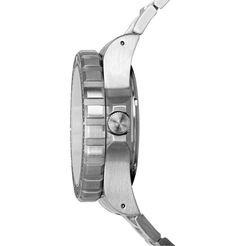Tr&egrave;s grande montre automatique avec jour/date avec bracelet en acier inoxydable, Num&eacute;rique, &agrave; piles, 46 mm, Argent Fastek