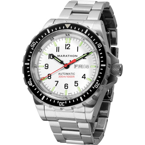 Tr&egrave;s grande montre automatique &eacute;dition arctique avec jour/date avec bracelet en acier inoxydable, Num&eacute;rique, &agrave; piles, 46 mm, Argent Fastek