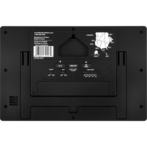 Horloge murale &agrave; r&eacute;glage et ajustement automatiques avec support, Num&eacute;rique, &agrave; piles, Noir Fastek