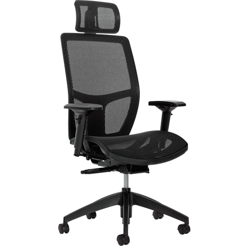 Format+ High-Back Weight-Sensing Synchro-Tilter with Headrest, Mesh, Black, 300 lbs. Capacity Fastek