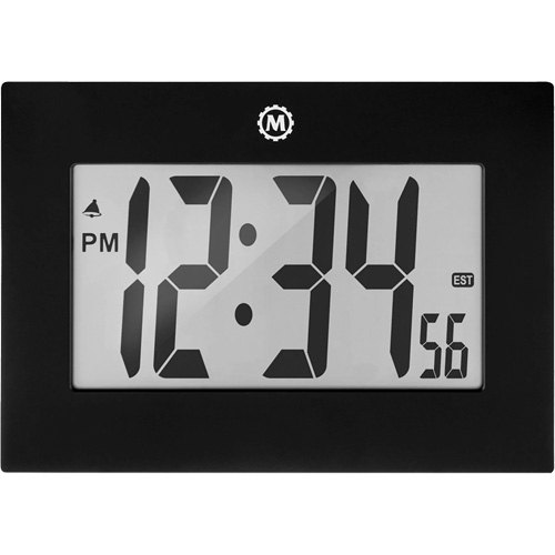 Horloge &agrave; grand cadre, Num&eacute;rique, &agrave; piles, 9" la x 1" p x 6,5" h, Noir Fastek