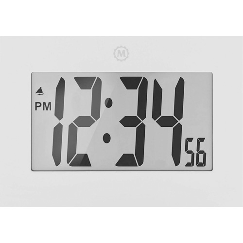 Large Frame Clock, Digital, Battery Operated, 9" W x 1" D x 6.5" H, White Fastek