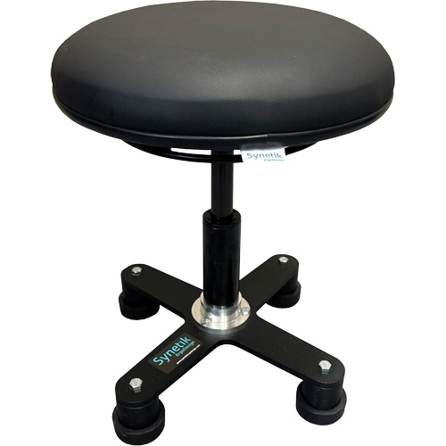 Omnistool Ergonomic Stool, Mobile, Adjustable, Vinyl Seat, Black Fastek