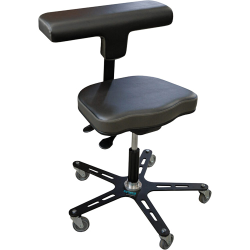 VEGA-T Ergonomic Industrial Chair, Mobile, Adjustable, Vinyl Seat, Black Fastek