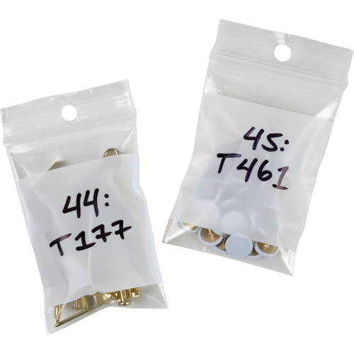 White Block Poly Bags, Reclosable, 3" x 2", 2 mils Fastek