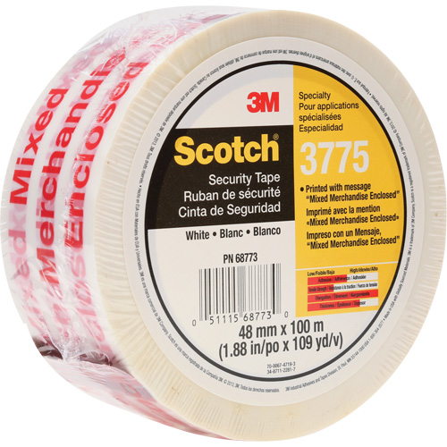 Scotch&reg; 3775 Box Sealing Tape with Message, Hot Melt Adhesive, 2 mils, 48 mm (1-22/25") x 100 m (328') Fastek