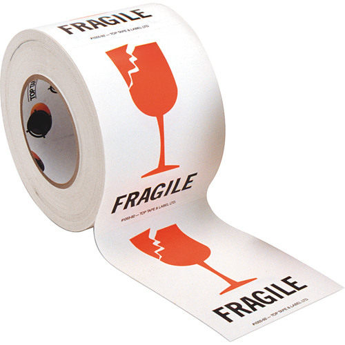 &eacute;tiquettes pour traitement sp&eacute;cial Fragile, 6" lo x 4" la, Rouge/blanc Fastek