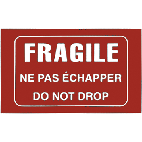 "Fragile" Bilingual Special Handling Labels, 5" L x 3" W, White on Red Fastek