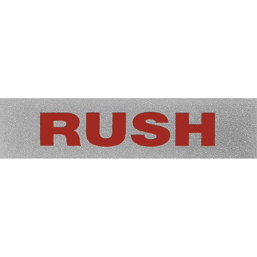 "Rush" Special Handling Labels, 5" L x 2" W, Black on Red Fastek