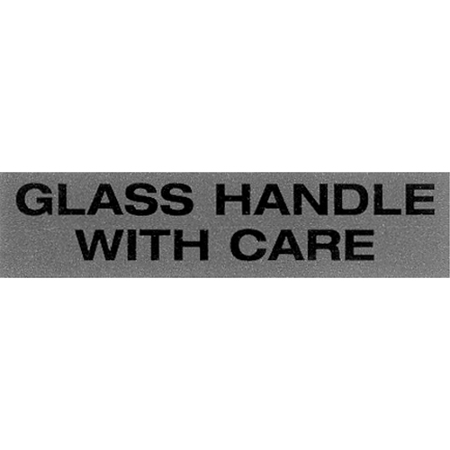 "Glass Handle with Care" Special Handling Labels, 5" L x 2" W, Black on Red Fastek