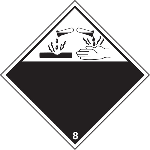 TDG Shipping Labels, Class 8, Corrosives, Vinyl Fastek