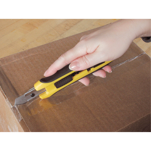 Couteau de s&eacute;curit&eacute; &agrave; cinq positions, 18 mm, Argent, Prise en Caoutchouc Fastek