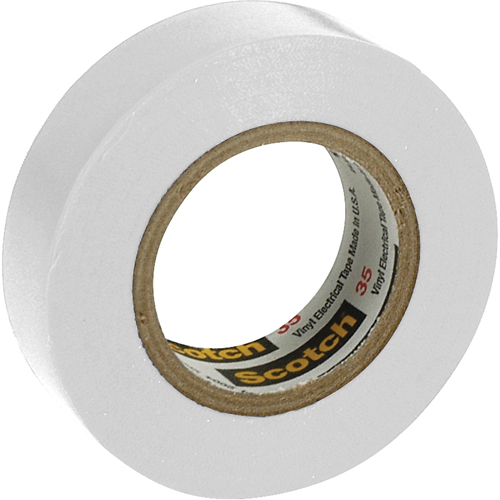 Scotch&reg; 35 Colour Coded Tape, 12.7 mm (1/2") x 6.1 m (20'), White, 7 mils Fastek