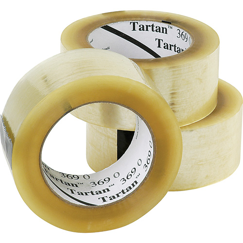 Tartan 369 Box Sealing Tape, Acrylic Adhesive, 1.6 mils, 48 mm (1-22/25") x 132 m (432') Fastek