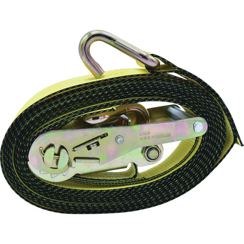 Ratchet Tie-Down, J-Hook, 2" W x 16' L, 10000 lbs. Working Load Limit Fastek