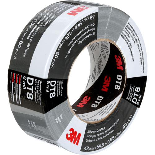 DT8 All-Purpose Duct Tape, 8 mils, Silver, 48 mm (2") x 55 m (180') Fastek