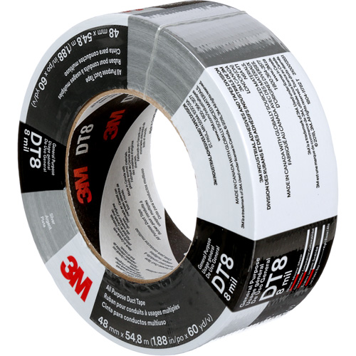 DT8 All-Purpose Duct Tape, 8 mils, Silver, 48 mm (2") x 55 m (180') Fastek