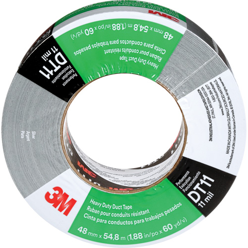 DT11 Heavy-Duty Duct Tape, 11 mils, Silver, 48 mm (2") x 55 m (180') Fastek