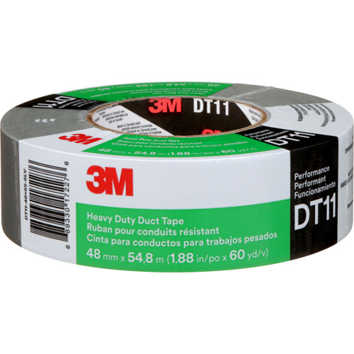 DT11 Heavy-Duty Duct Tape, 11 mils, Silver, 48 mm (2") x 55 m (180') Fastek