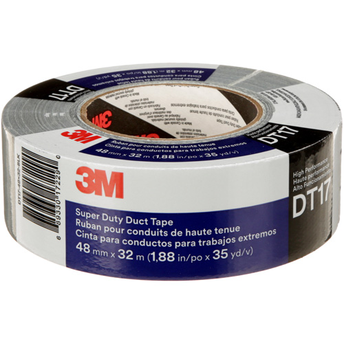 DT17 Super-Duty Duct Tape, 17 mils, Black, 48 mm (2") x 32 m (105') Fastek