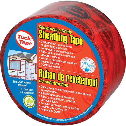 Contractors Sheathing Tape, 60 mm (2-3/8") x 55 m (180.4'), Red Fastek