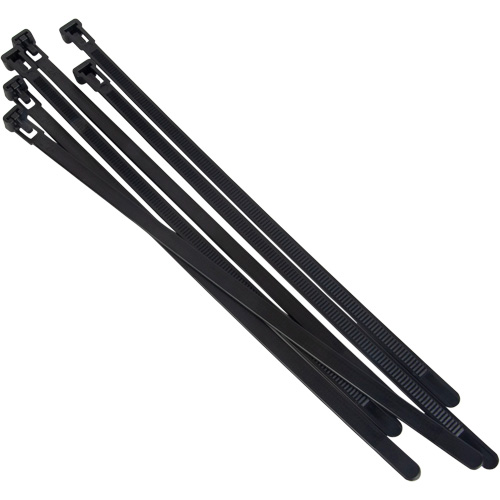 Re-Usable Cable Tie, 8" Long, 50 lbs. Tensile Strength, Black Fastek