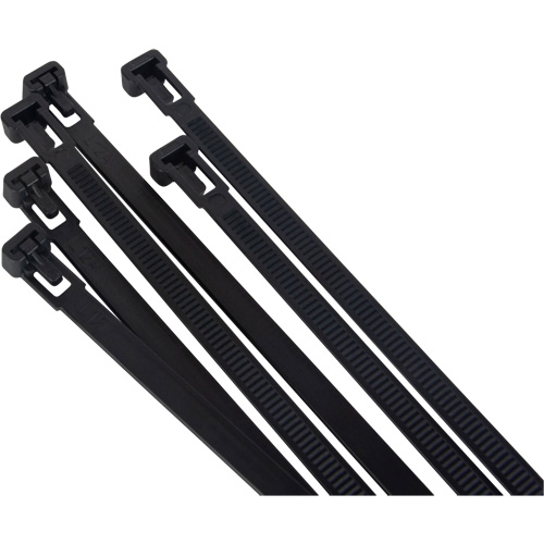 Re-Usable Cable Tie, 8" Long, 50 lbs. Tensile Strength, Black Fastek