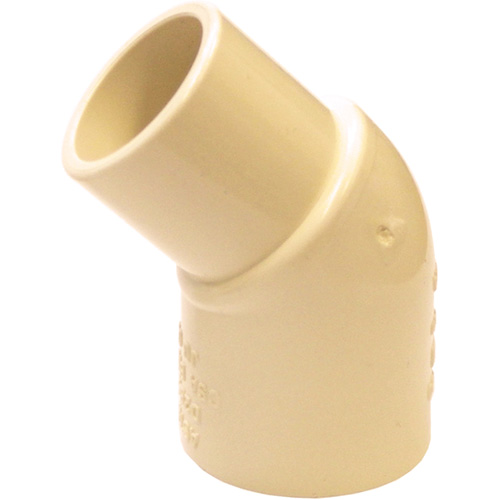 Flowguard Gold 45° Street Elbow Fitting, Spigot x Hub, CPVC, 1/2" Fastek