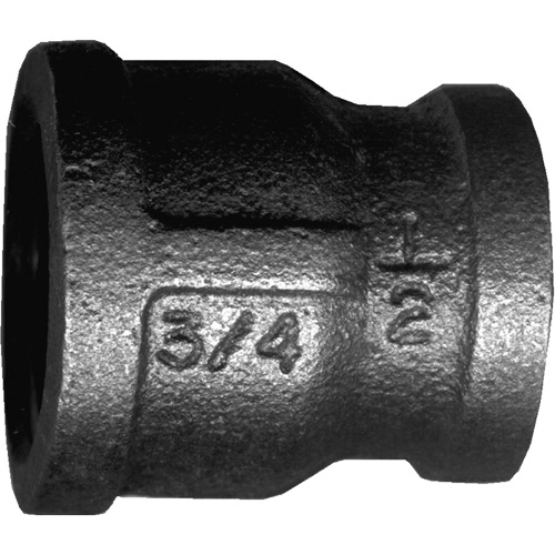Female Reducing Pipe Coupling, Black Iron, 3/8" x 1/4" Fastek