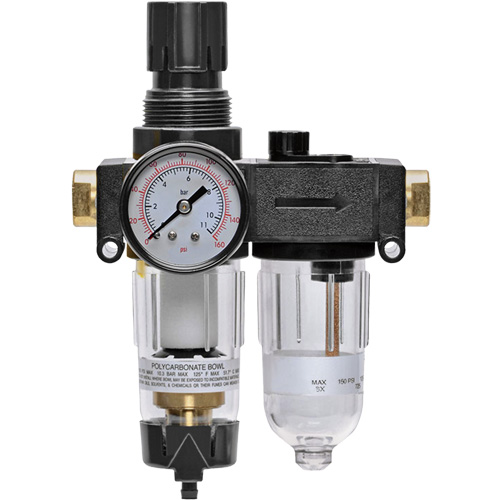 Filter/Regulator & Lubricator with Gauge Modulair 200, 1/4" NPTF Fastek