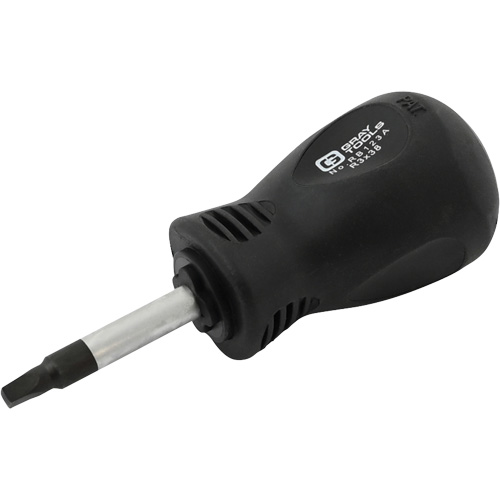 Square Recess Stubby Screwdriver, #3 Tip, Round, 3-1/4" L, Cushion Grip Handle Fastek