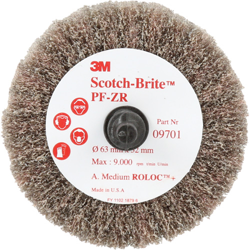 Scotch-Brite Roloc Cut and Polish Flap Brush, PF-ZR, Aluminum Oxide, Medium Grit, 2-1/2" x 1-1/4" Fastek