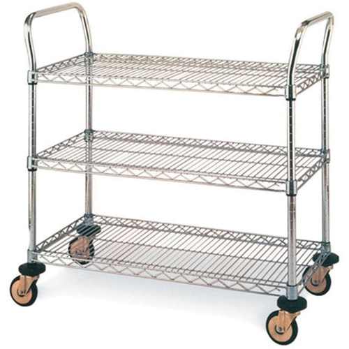 Standard-Duty Utility Carts, Stainless Steel, 18" x 39" x 30", 500 lbs. Capacity Fastek