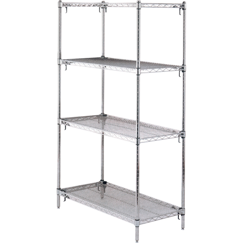Shelving Unit, 4 Tiers, 36" W x 63" H x 18" D Fastek
