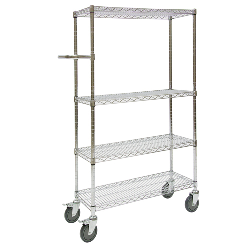 Push Cart, Chrome Plated, 30" x 60" x 14", 800 lbs. Capacity Fastek