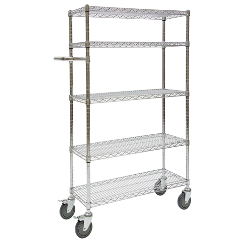 Push Cart, Chrome Plated, 30' x 60" x 14", 800 lbs. Capacity Fastek