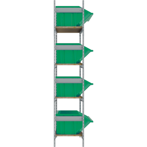 Wide Span Shelving with Jumbo Plastic Bins, Steel, Boltless, 800 lbs. Capacity, 66" W x 72" H x 18" D Fastek