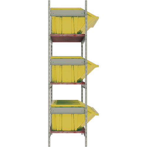 Wide Span Shelving with Jumbo Plastic Bins, Steel, Boltless, 800 lbs. Capacity, 66" W x 60" H x 18" D Fastek