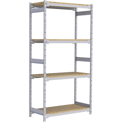 Wide Span Record Storage Shelving, Steel, 4 Shelves, 42" W x 18" D x 84" H Fastek