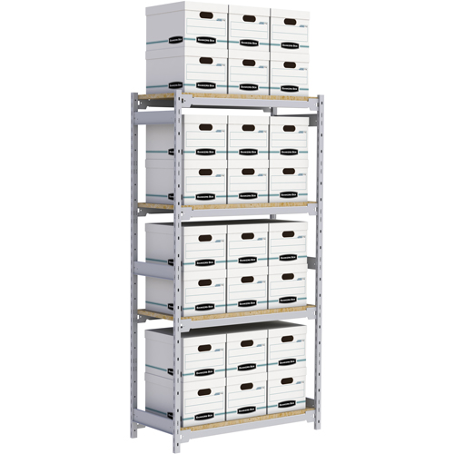 Wide Span Record Storage Shelving, Steel, 4 Shelves, 42" W x 18" D x 84" H Fastek