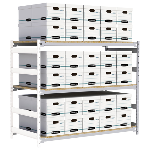 Wide Span Record Storage Shelving, Steel, 3 Shelves, 72" W x 32" D x 60" H, Add-On Kit Fastek