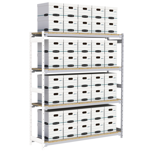 Wide Span Record Storage Shelving, Steel, 4 Shelves, 72" W x 18" D x 84" H, Add-On Kit Fastek