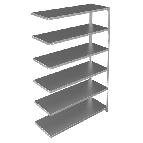 Shelving Unit, Galvanized Steel, Slotted Angle, 275 lbs. Capacity, 48" W x 72" H x 18" D Fastek
