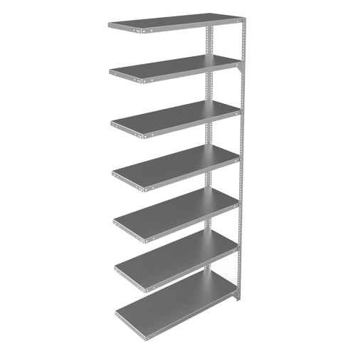 Shelving Unit, Galvanized Steel, Slotted Angle, 400 lbs. Capacity, 36" W x 84" H x 15" D Fastek