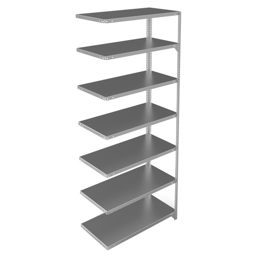 Shelving Unit, Galvanized Steel, Slotted Angle, 400 lbs. Capacity, 36" W x 84" H x 18" D Fastek