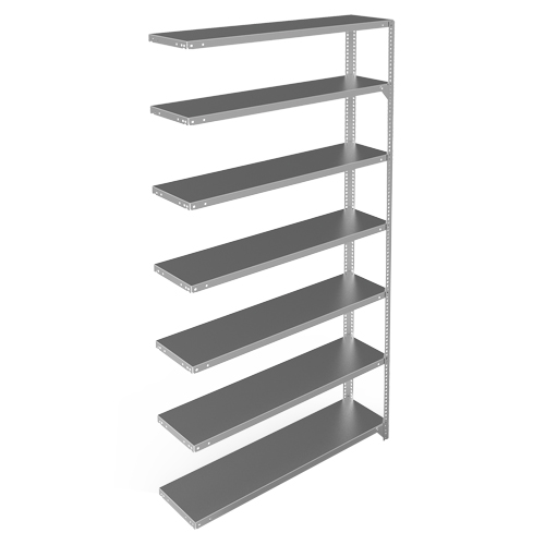 Shelving Unit, Galvanized Steel, Slotted Angle, 300 lbs. Capacity, 48" W x 84" H x 12" D Fastek