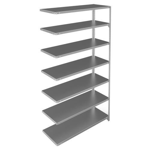 Shelving Unit, Galvanized Steel, Slotted Angle, 275 lbs. Capacity, 48" W x 84" H x 18" D Fastek