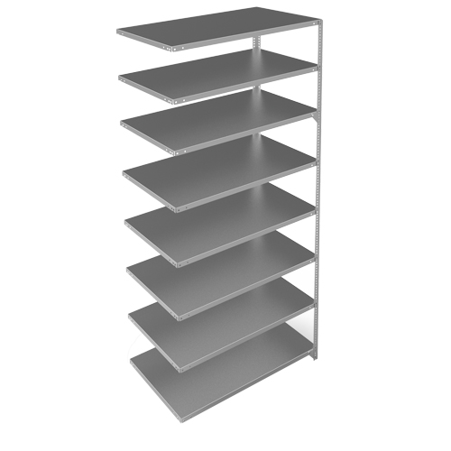 Shelving Unit, Galvanized Steel, Slotted Angle, 275 lbs. Capacity, 48" W x 96" H x 24" D Fastek