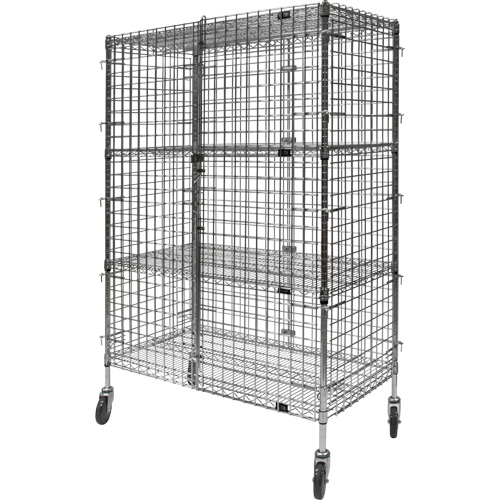 Security Cart, Chrome Plated, 48" x 69" x 24", 500 lbs. Capacity Fastek